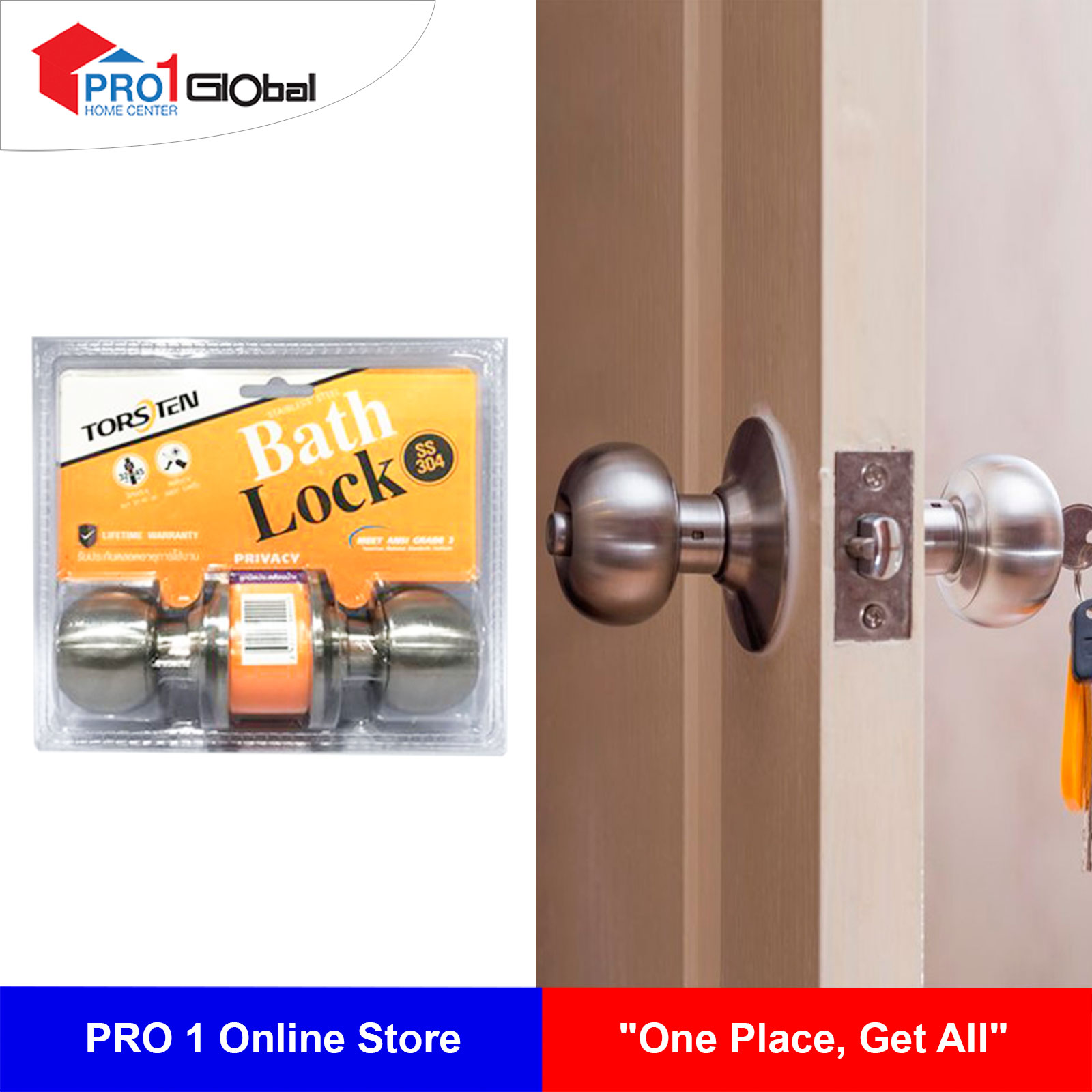 TORSTEN Cylindrical knob privacy door lock 587BK SS