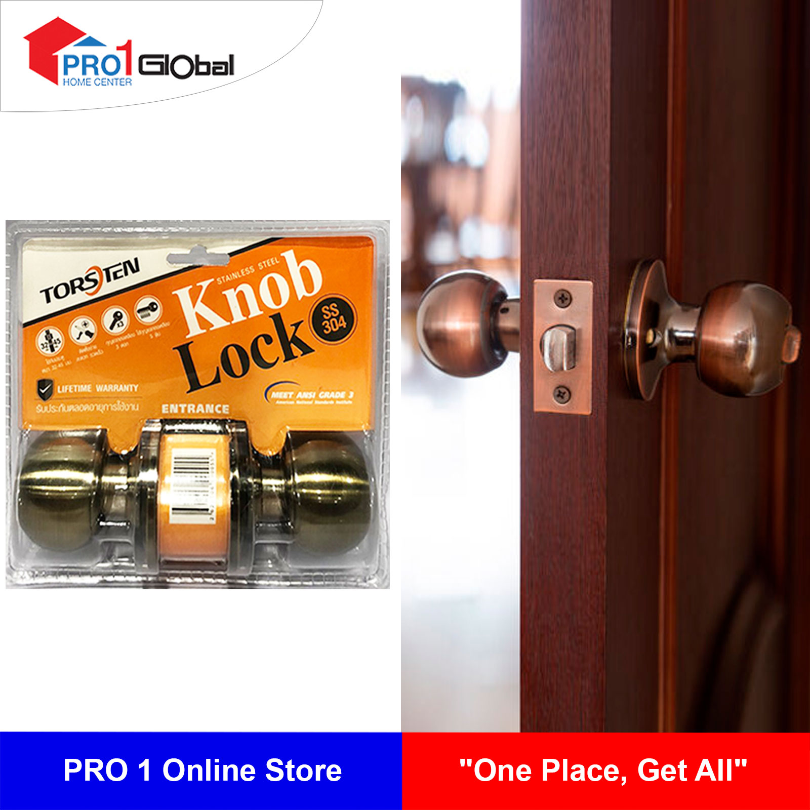 TORSTEN Cylindrical knob entrance door lock 587ET AB