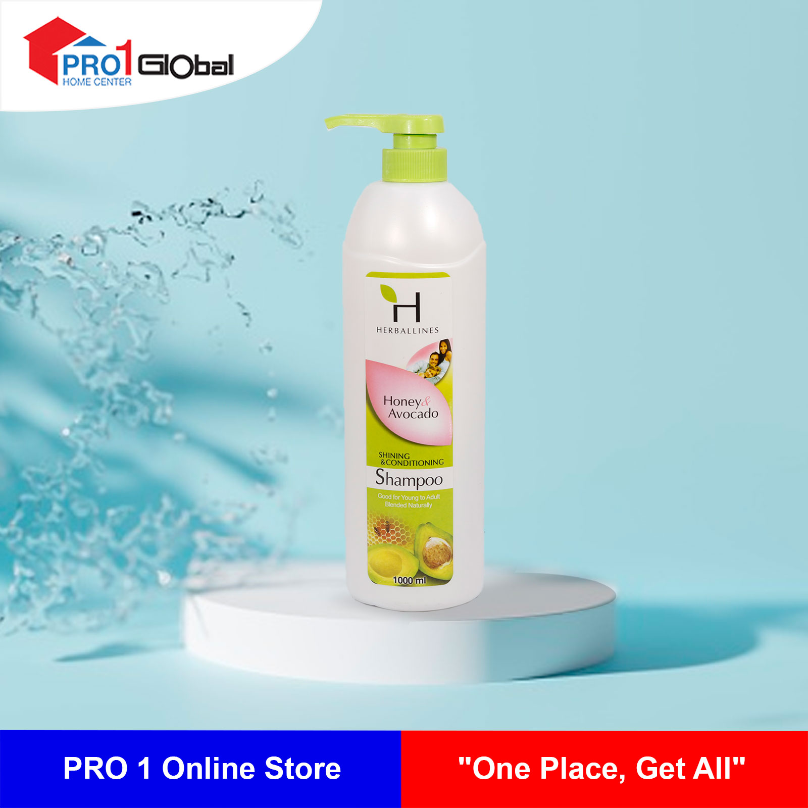 Herballines Shampoo Honey & Avoca Protein 1000ml