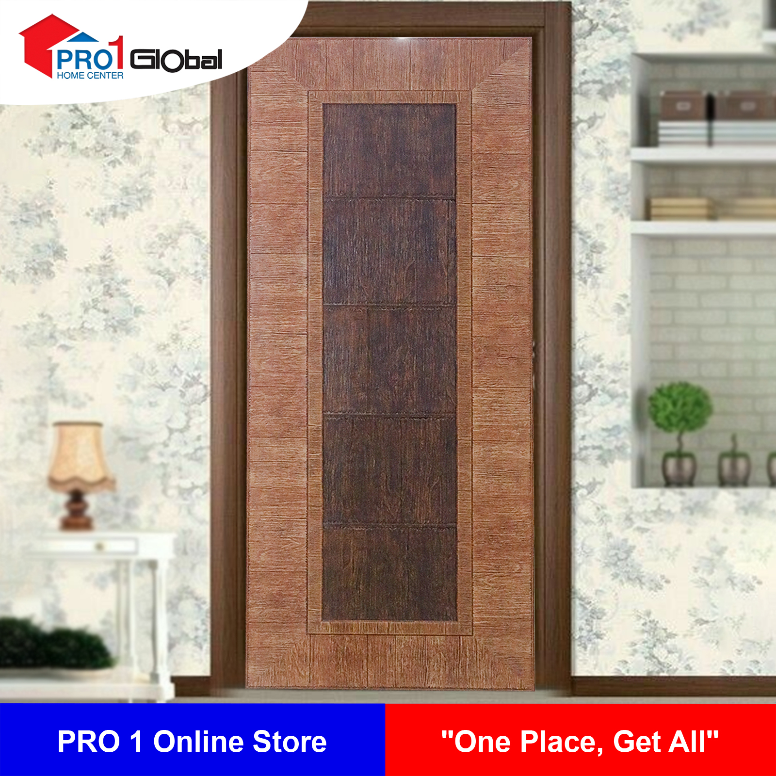 YES MOULDING Polystyrence Door DA7018-11 700x1800x4 MM Walnut (Plain)