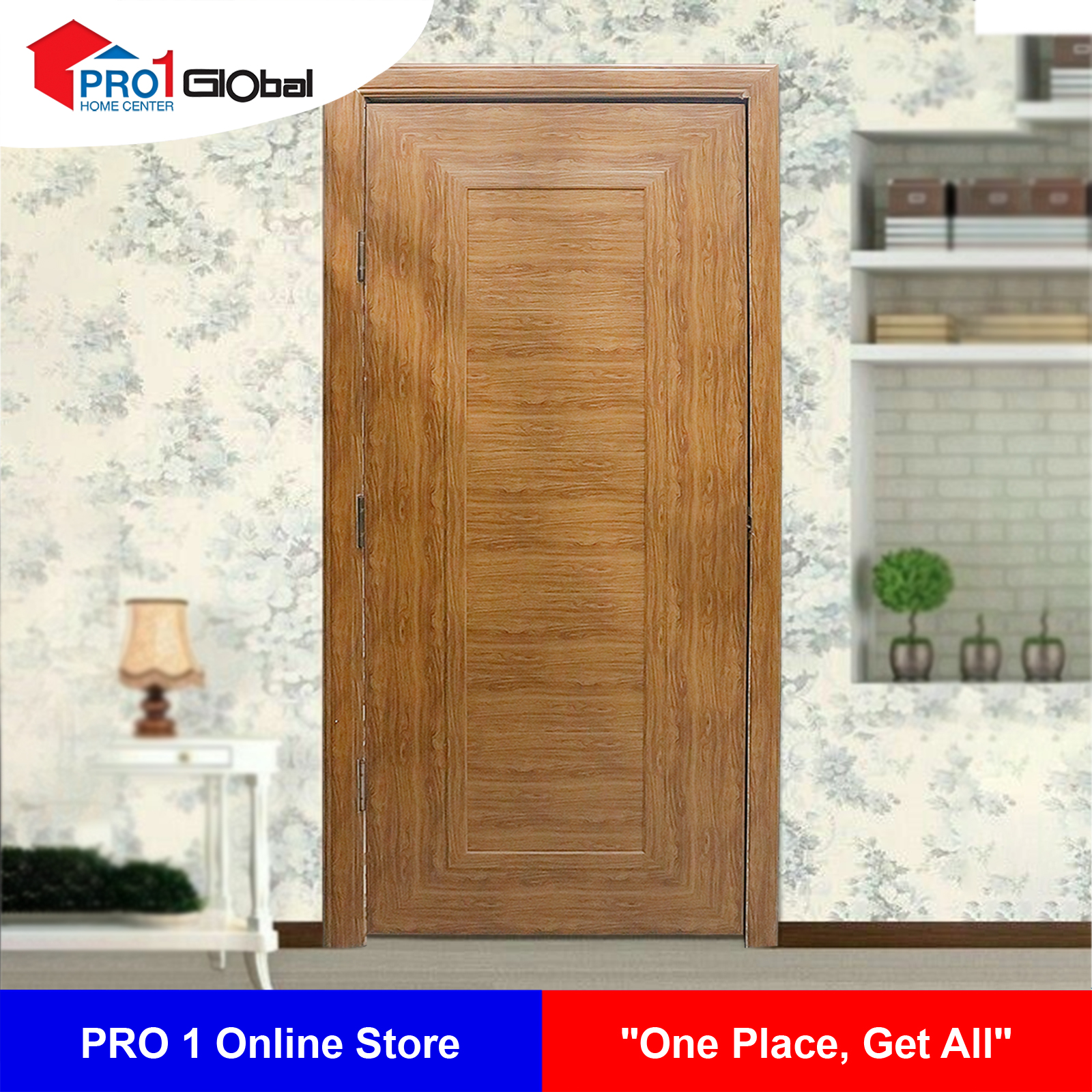YES MOULDING Polystyrence Door DB7018-20 700x1800x4 MM Golden Teak (Plain)