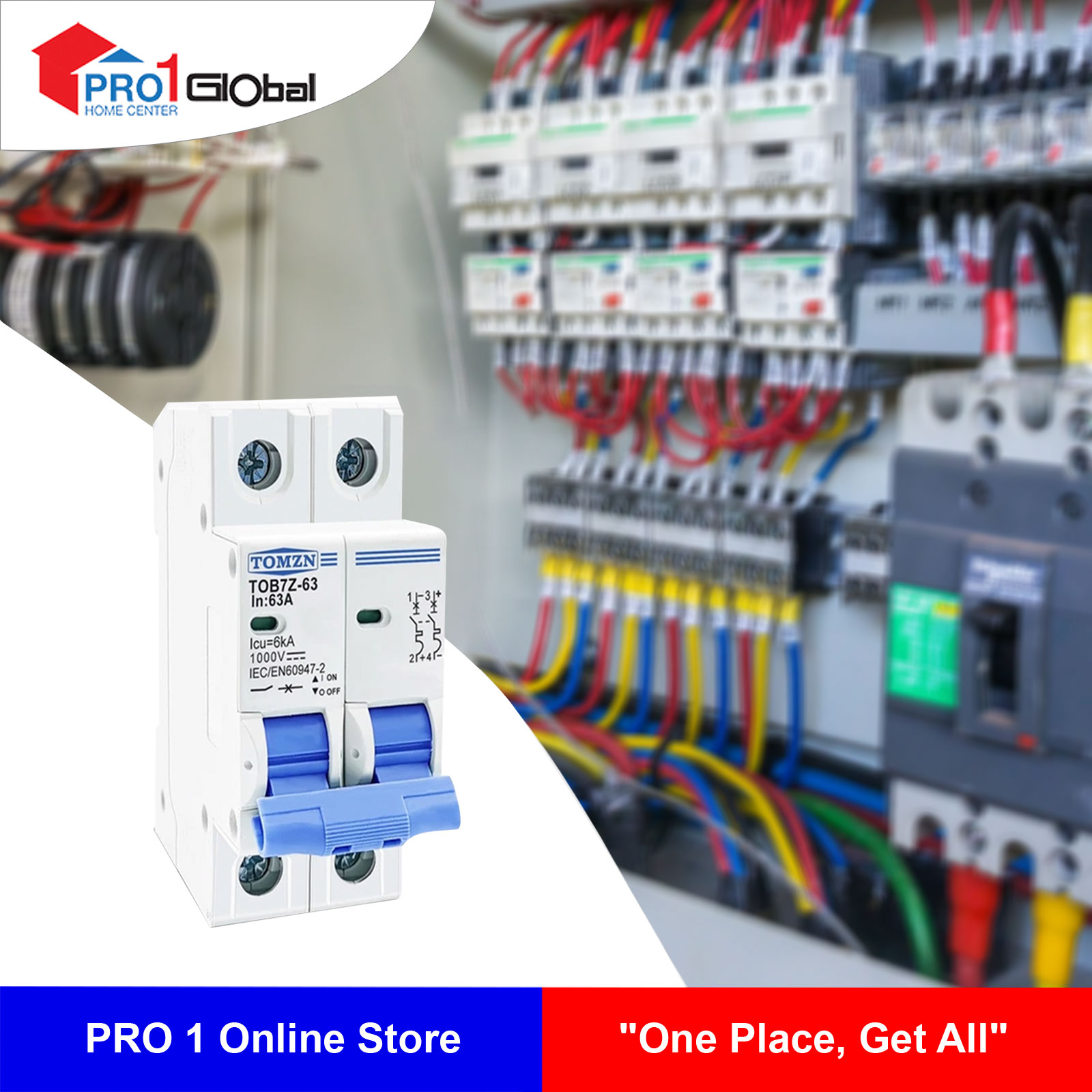 (Discon) TOMZN DC MCB Breaker 2Px63A DC1000V
