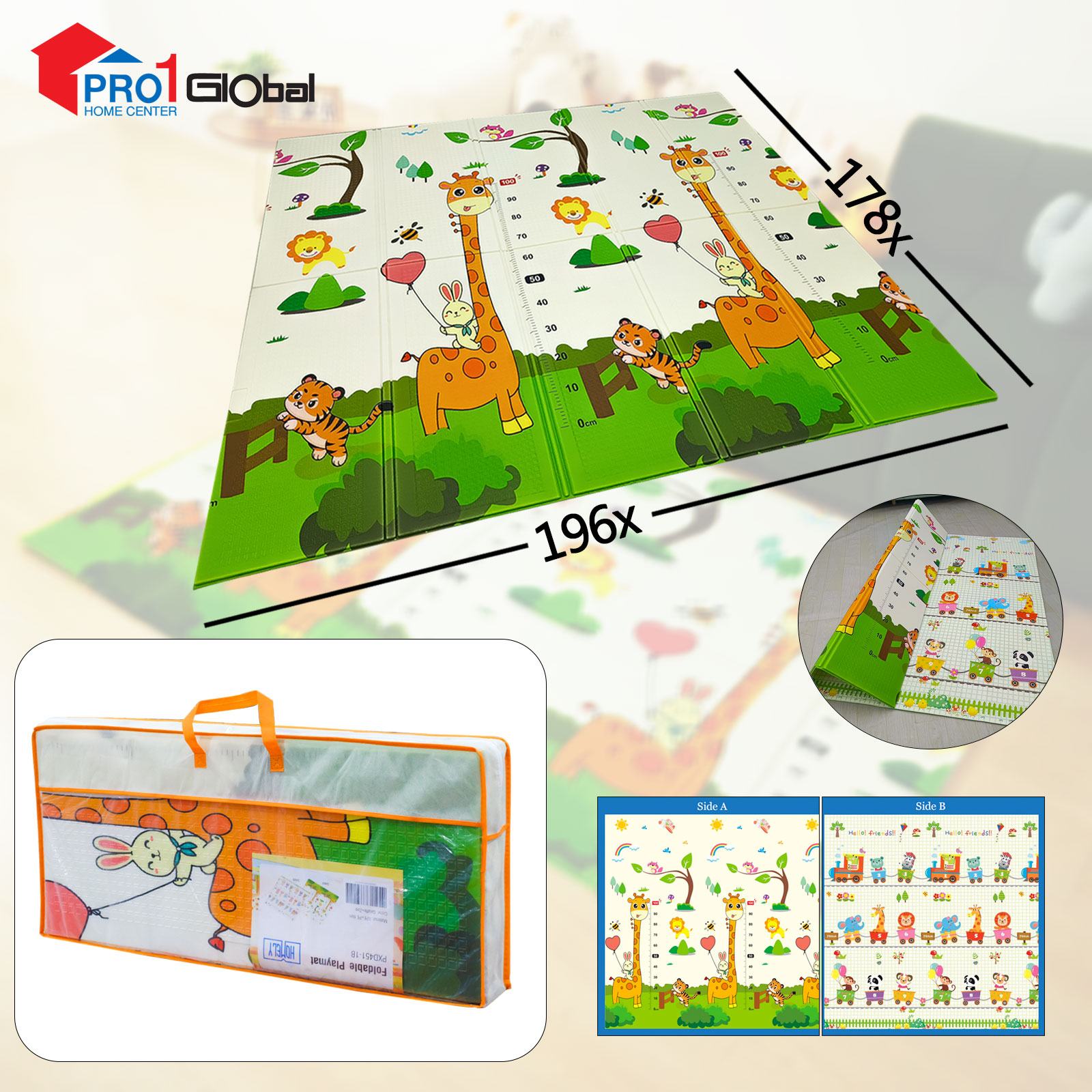 Homely Foldable Playmat PXD451-1B (178x196x0.9)cm