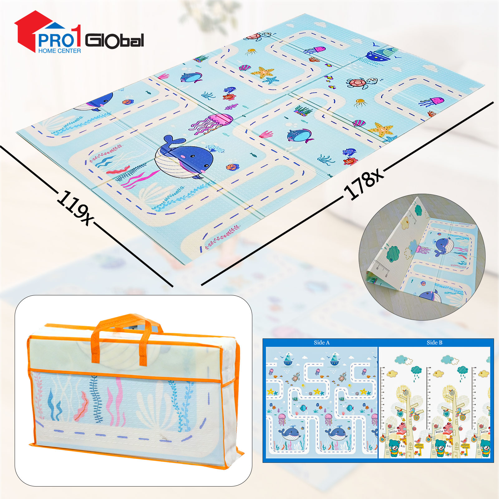 Homely Foldable Playmat PXD451-2B (119x178x0.9)cm