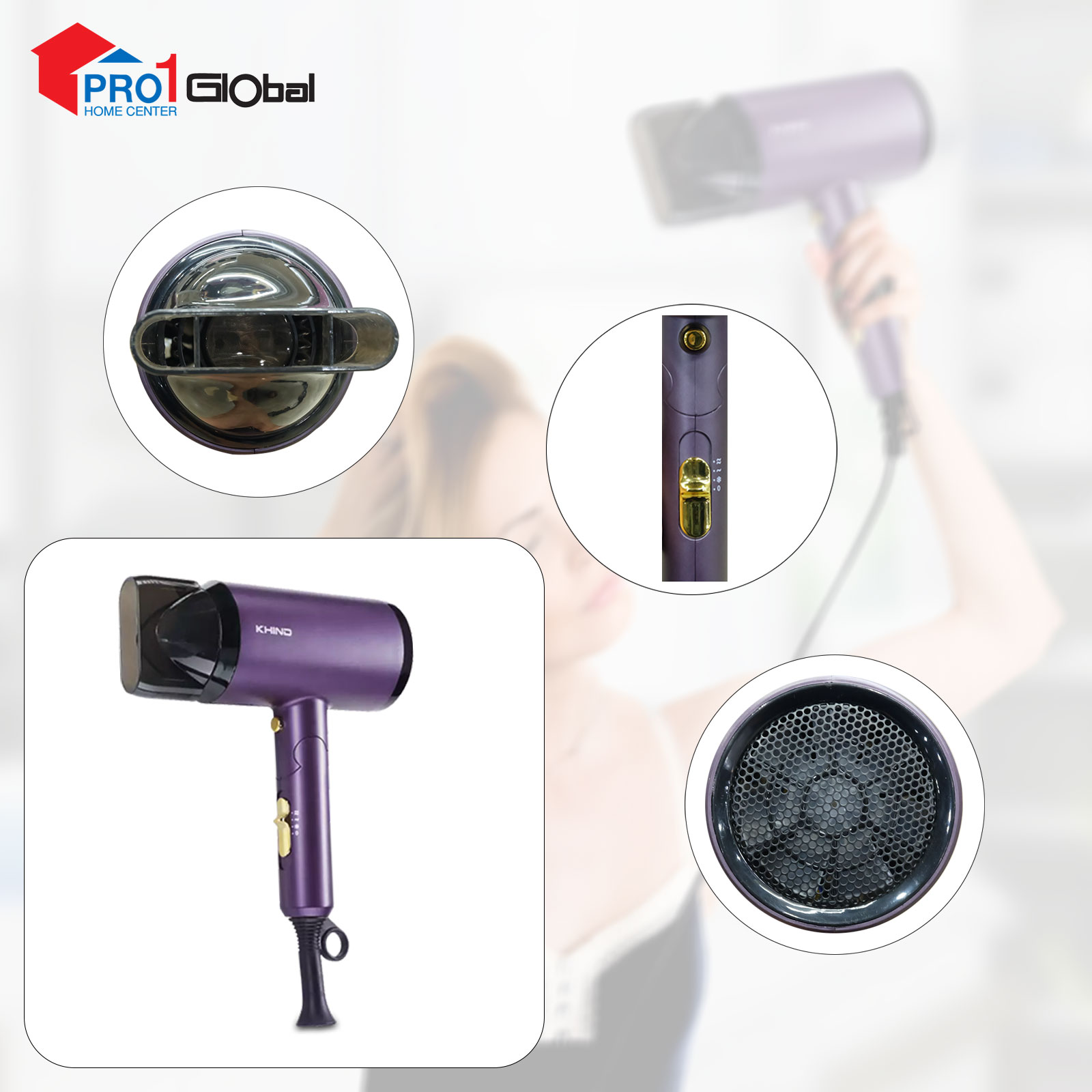 KHIND Hair Dryer HD1422(0.5Kg, 1400W)