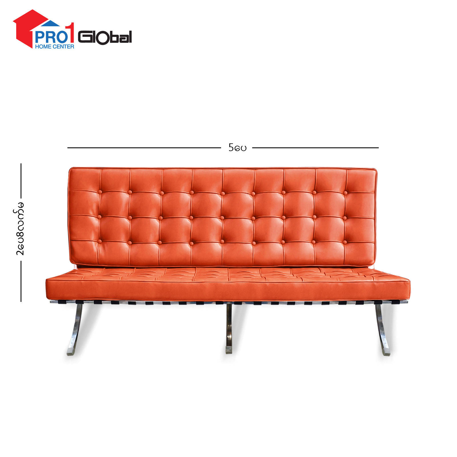 CP Barcelona Chair 2Seat (150x78)cm (Black/Orange)