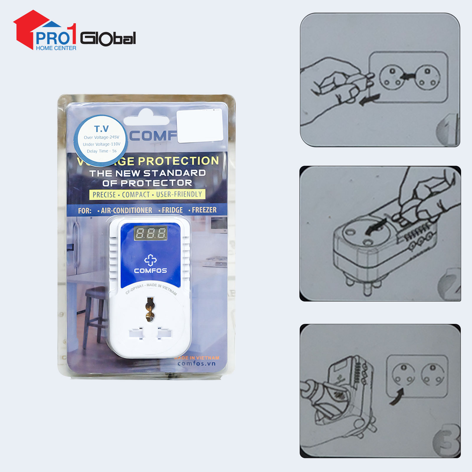 COMFOS Automatic Voltage Protector CF-DP10A1 10A 2Pin Plug (TV)