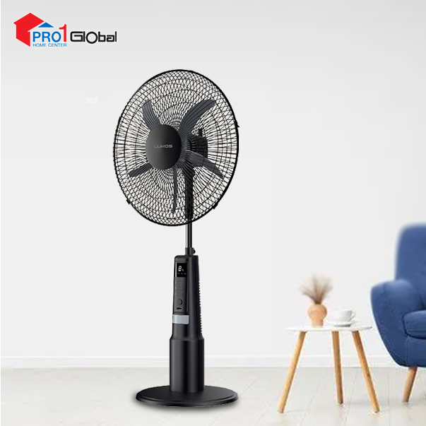 LUMOS Rechargeable Stand Fan RSF1180BLK (18in,Remote,Black)