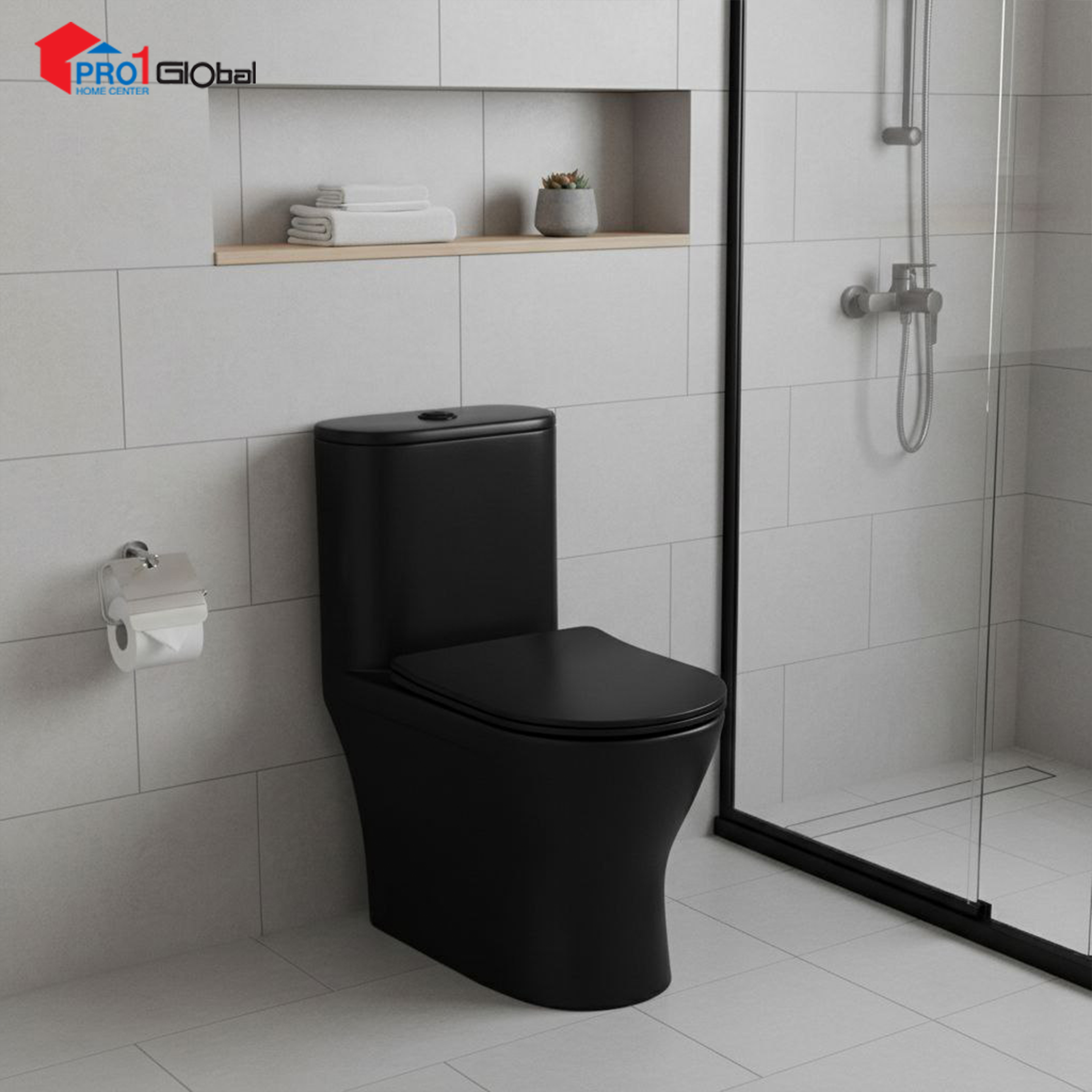Cotto One Piece Toilet KLIRR S-Trap C11007MBK(380x685x765mm)