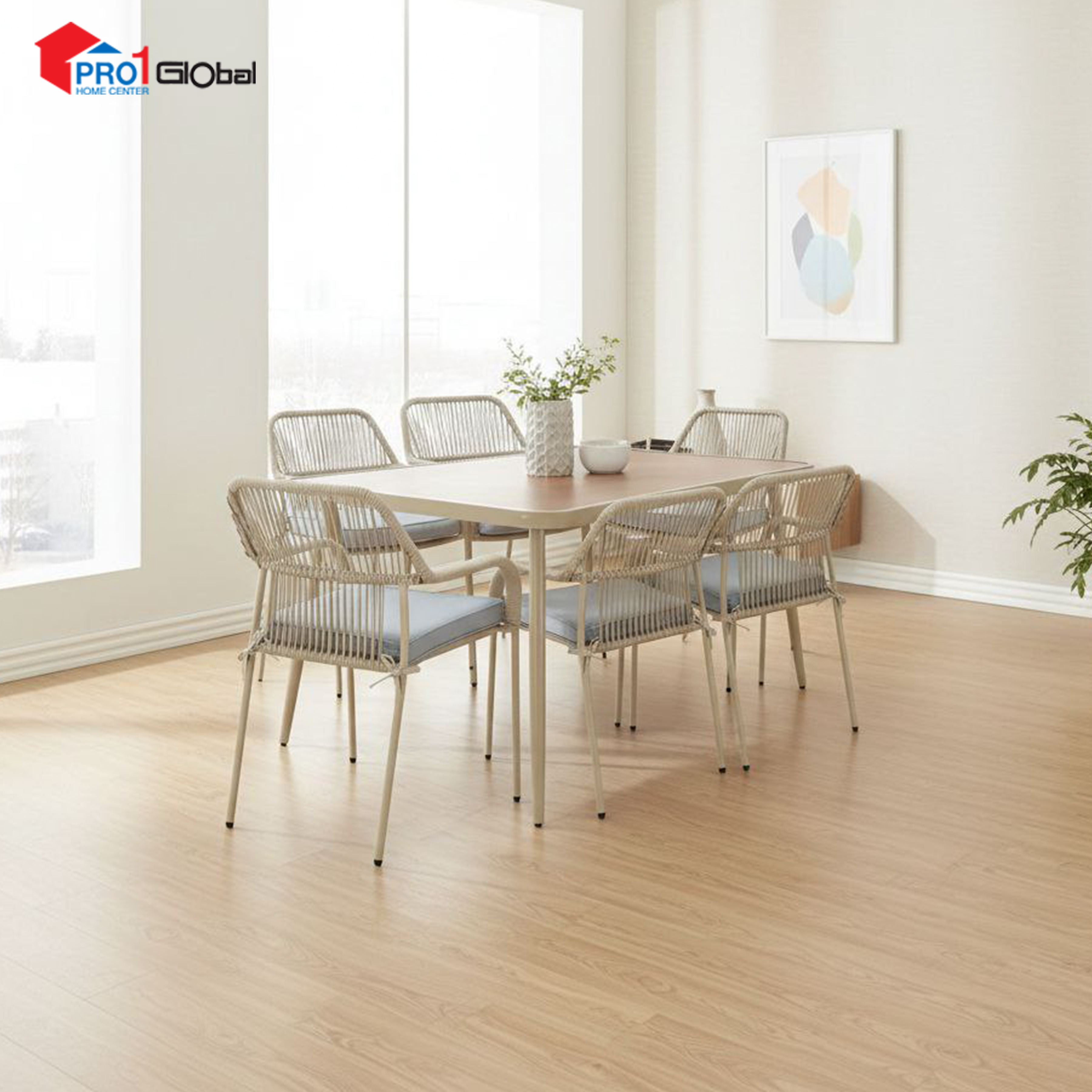 Comfy Outdoor Table and Chair Set MLM-210947 (160x90x71)cm (1+6)