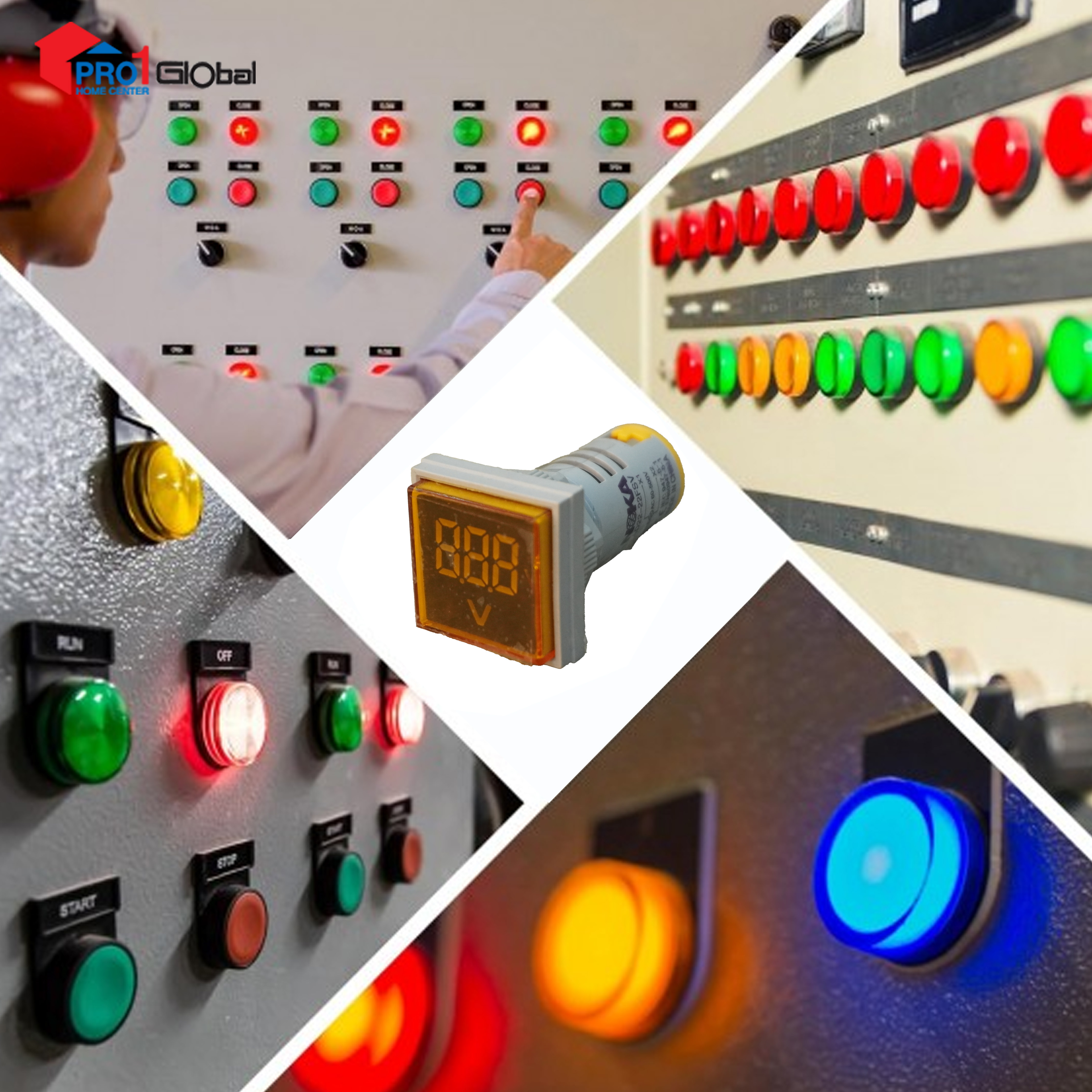 Digital Volt Pilot Lamp Square (Yellow)