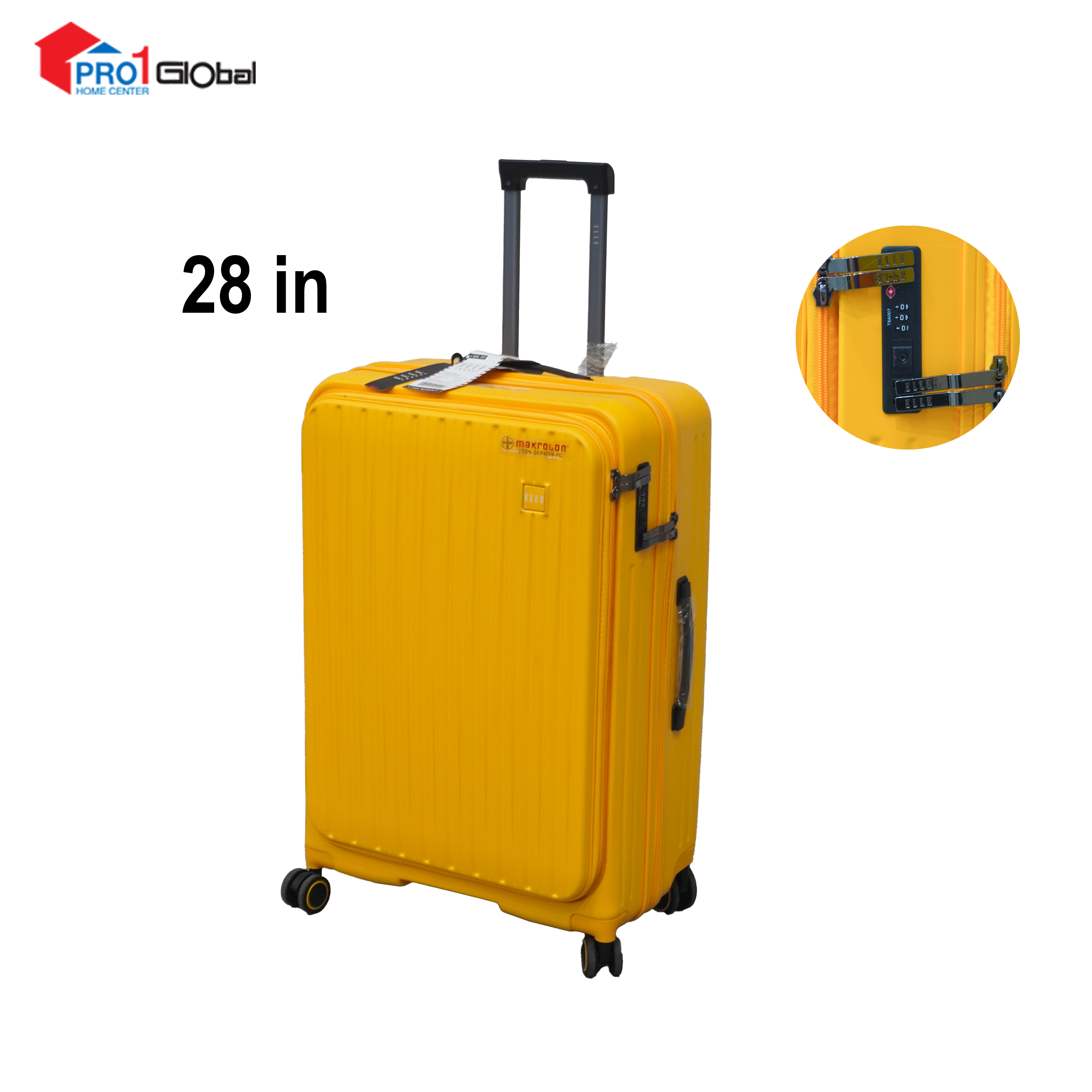 ELLE Hard Luggage No-31317 Middle Both Opening (28in) Yellow