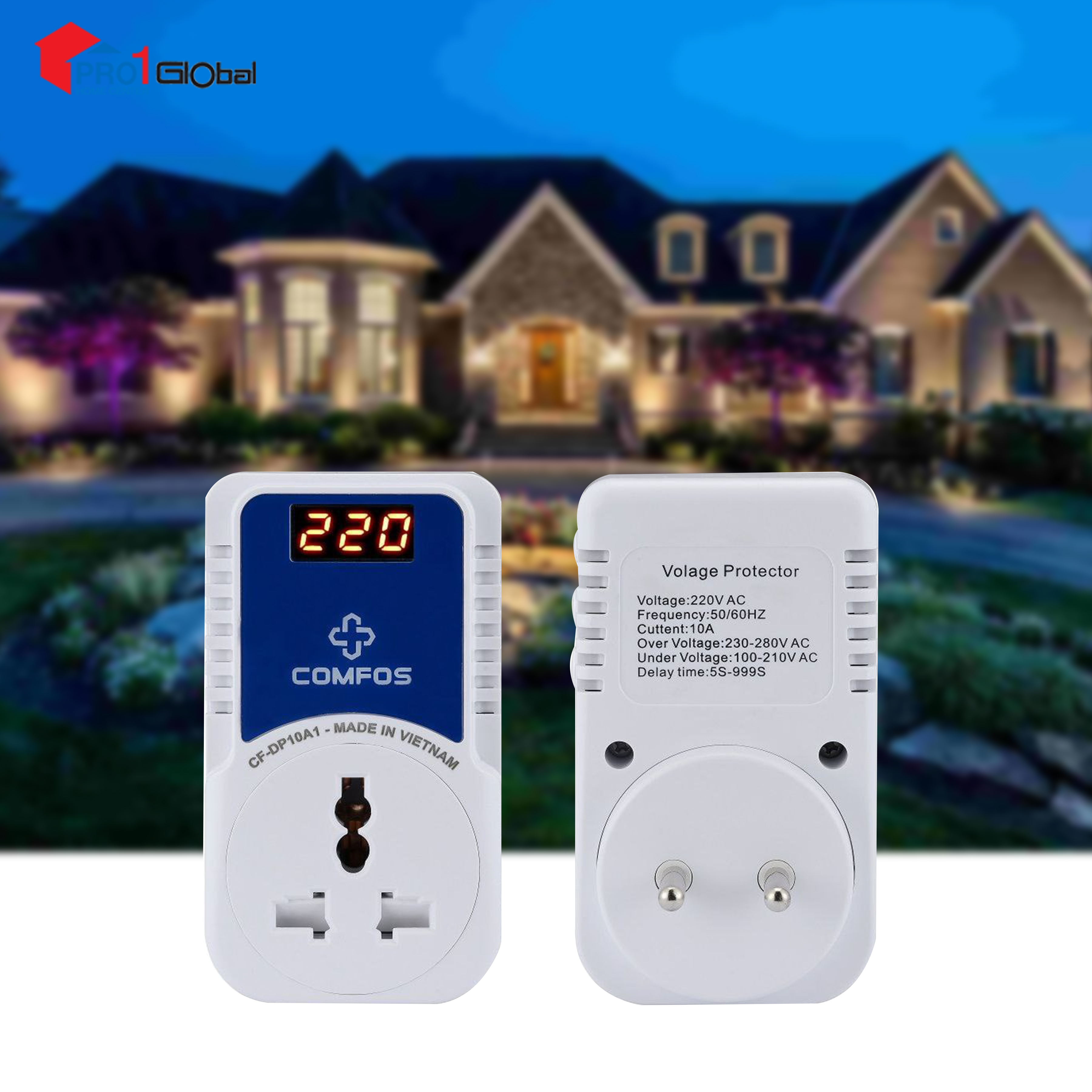 COMFOS Automatic Voltage Protector CF-DP10A1 10A 2Pin Plug (Refrigerator)
