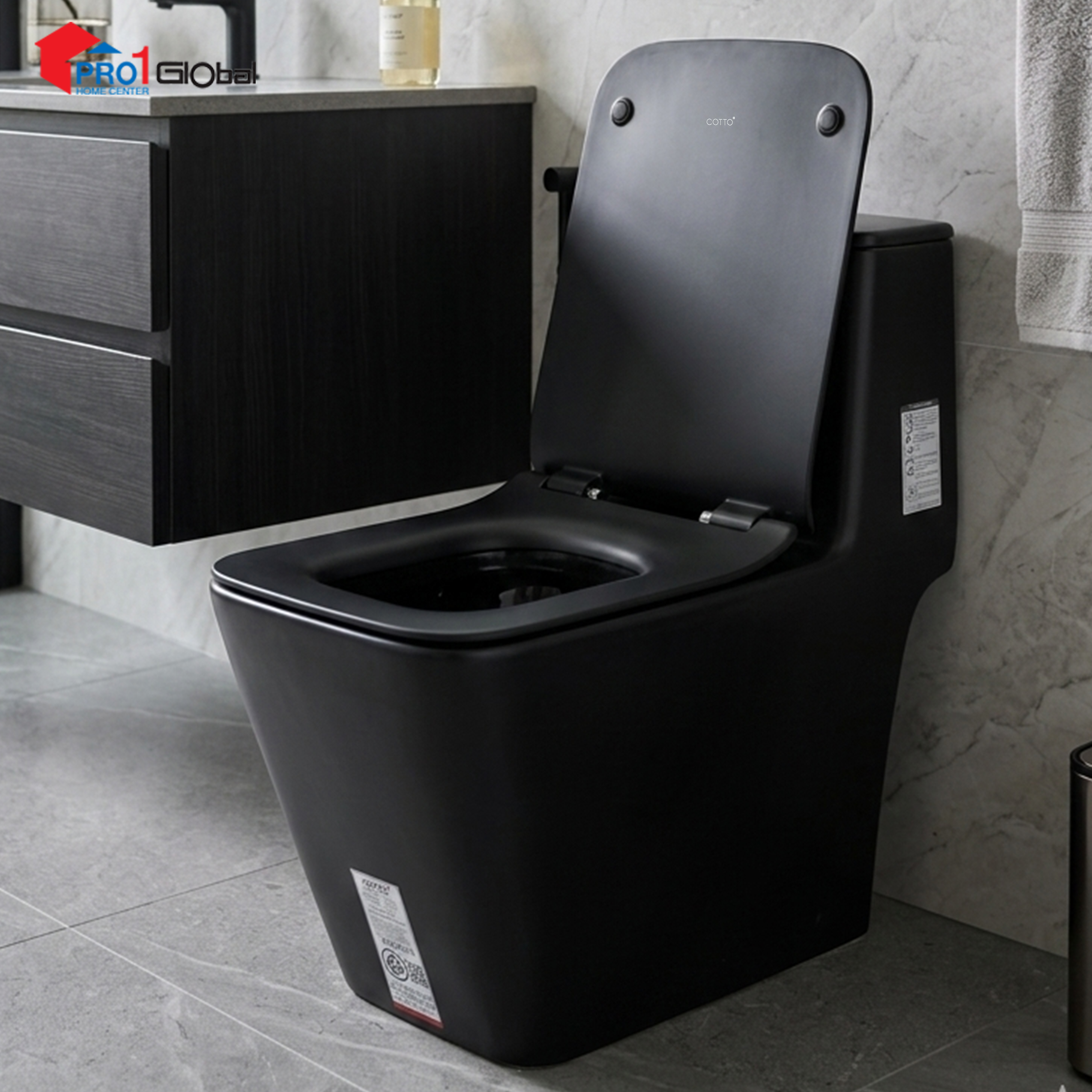 Cotto One Piece Toilet SIMPLY MODISH P-Trap C10323MBK (370x710x665mm)BK