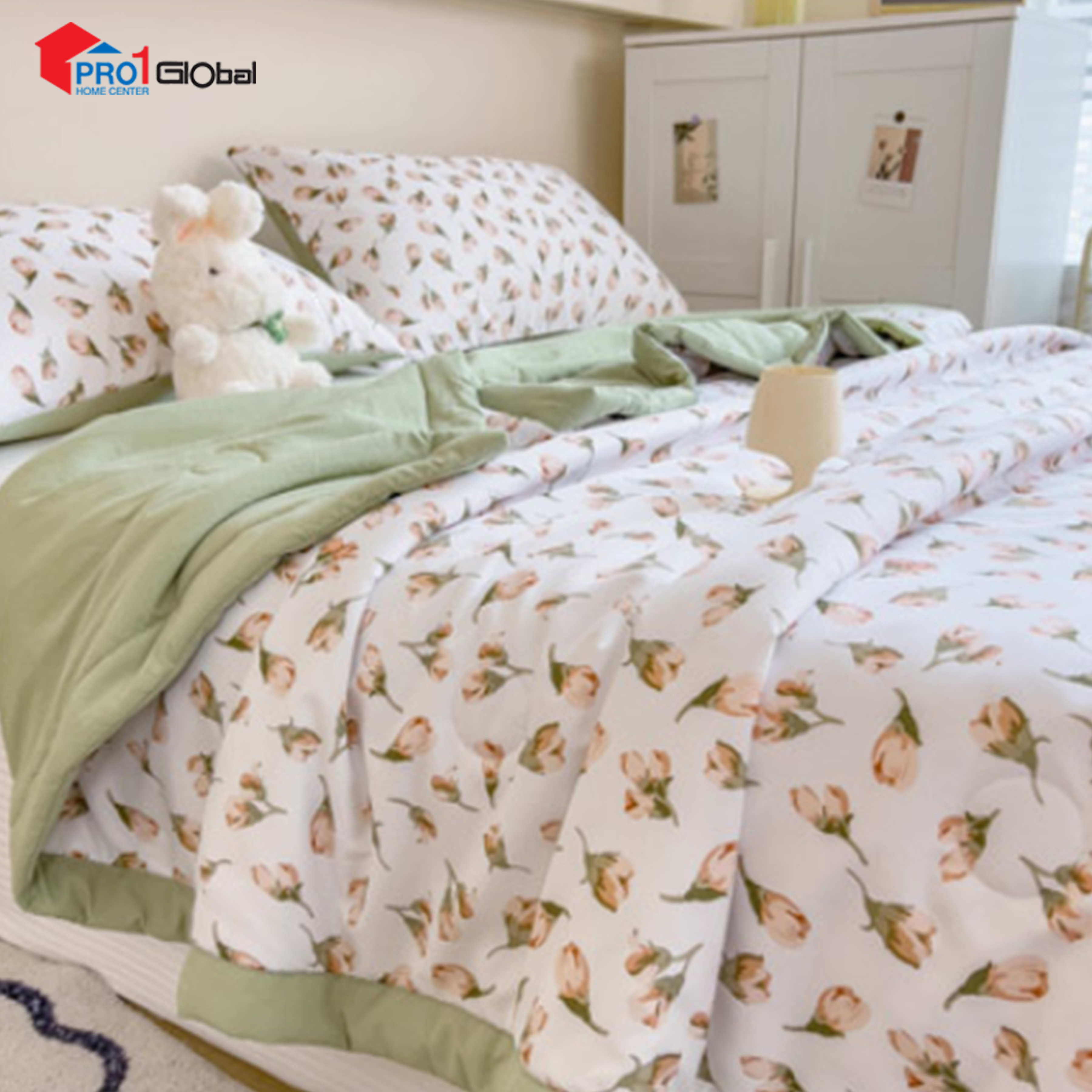 Homely Fabric Washed Cotton Double Blanket BZ506-4 (1.15 ) kg (200x230)cm- Brown Flower