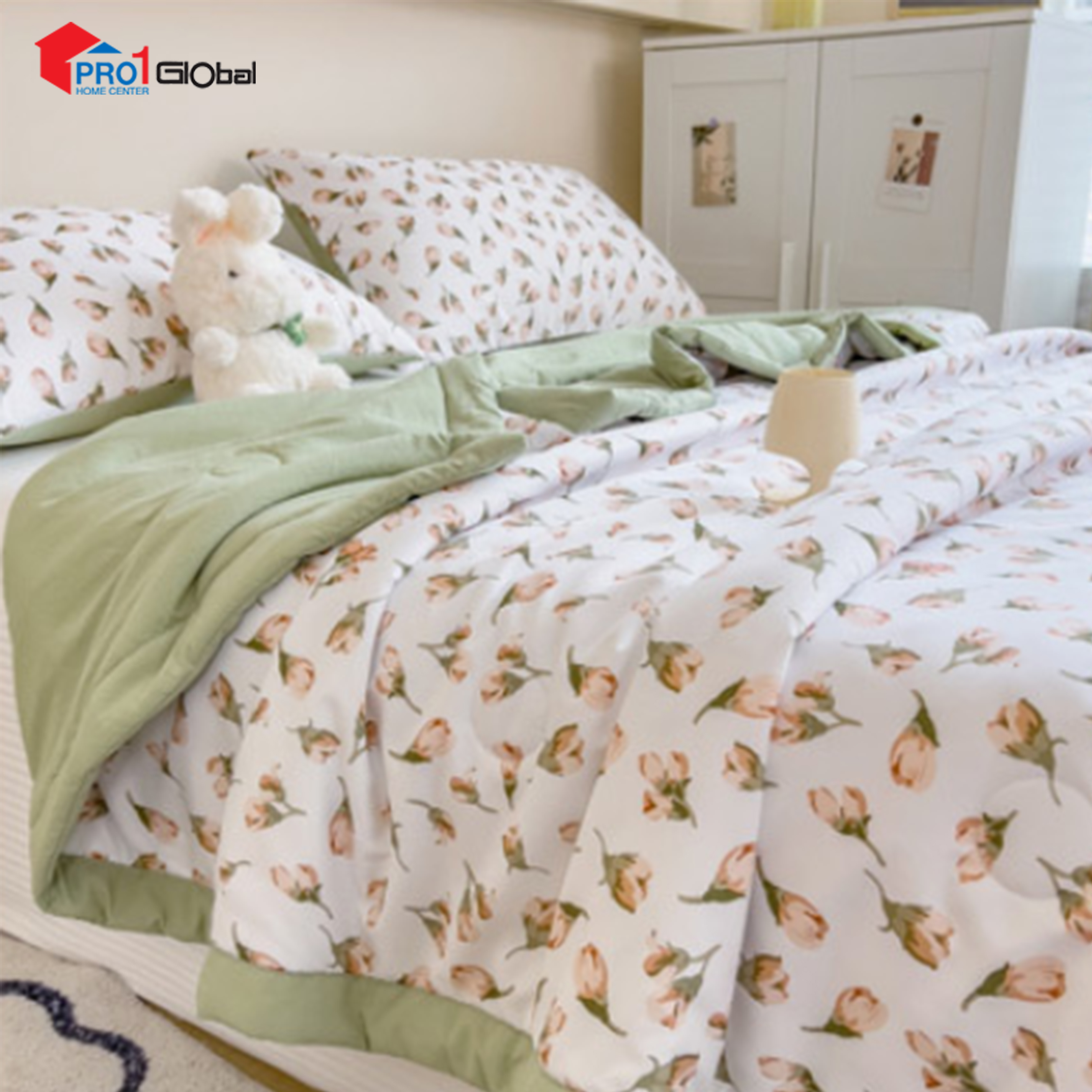 Homely Fabric Washed Cotton Single Blanket BZ506-2 (0.75) kg (150x200)cm- Brown Flower