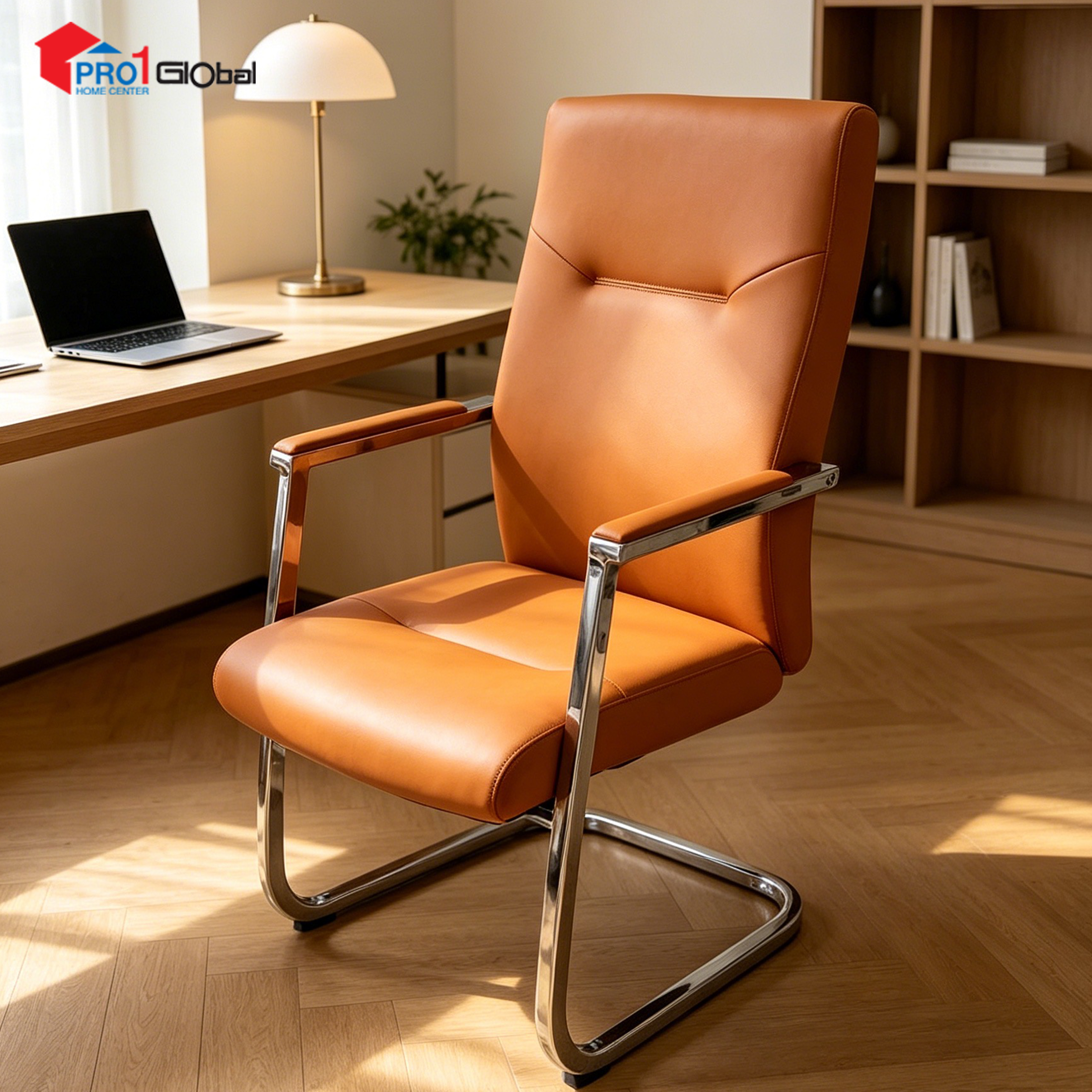Homely Meeting Chair PY490-1 (55x59x104)cm (Brown)