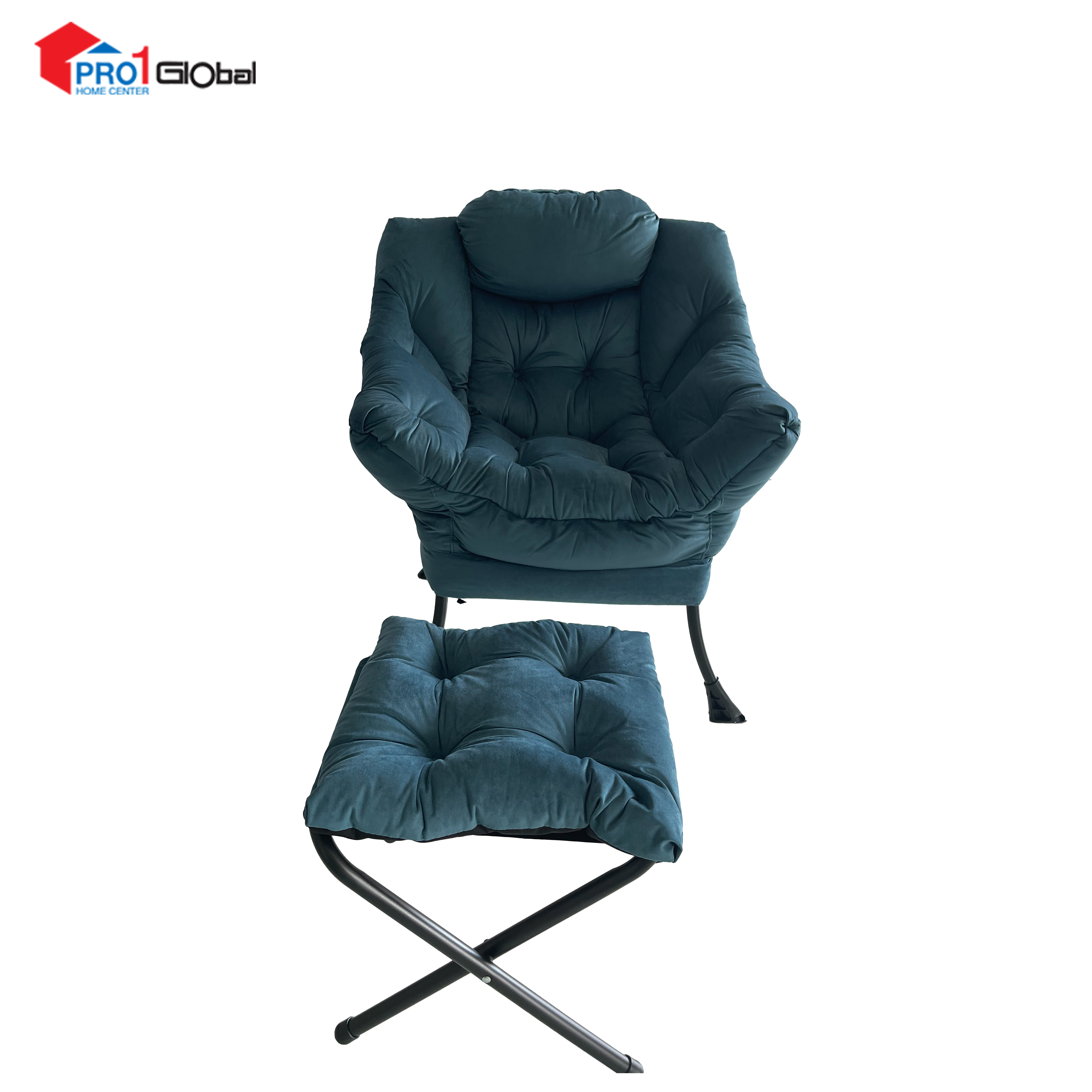Furno Relax Sofa Chair With Stool C01005A (L72xW80xH93)cm (Blue)