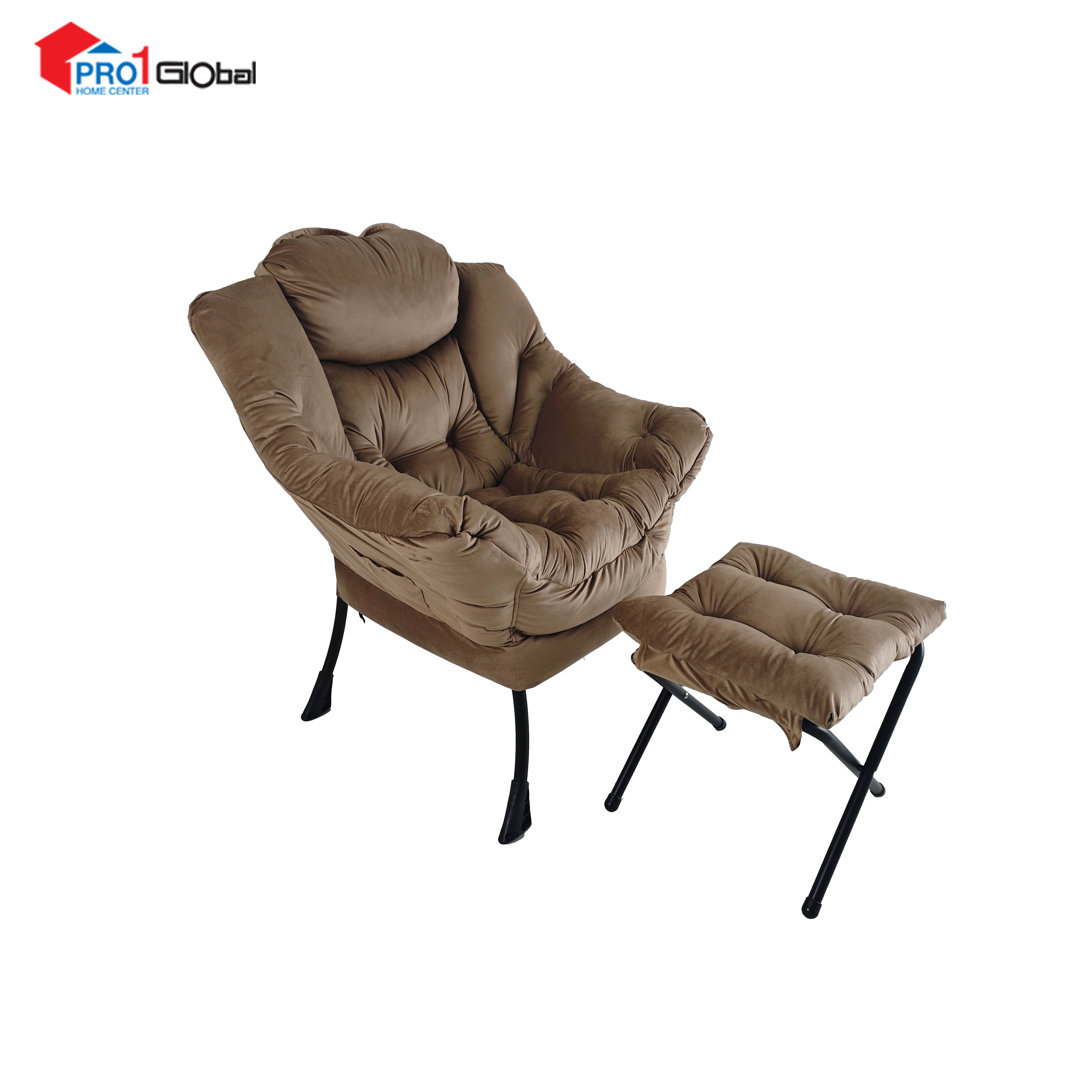 Furno Relax Sofa Chair With Stool C01005A (L72xW80xH93)cm (Beige)