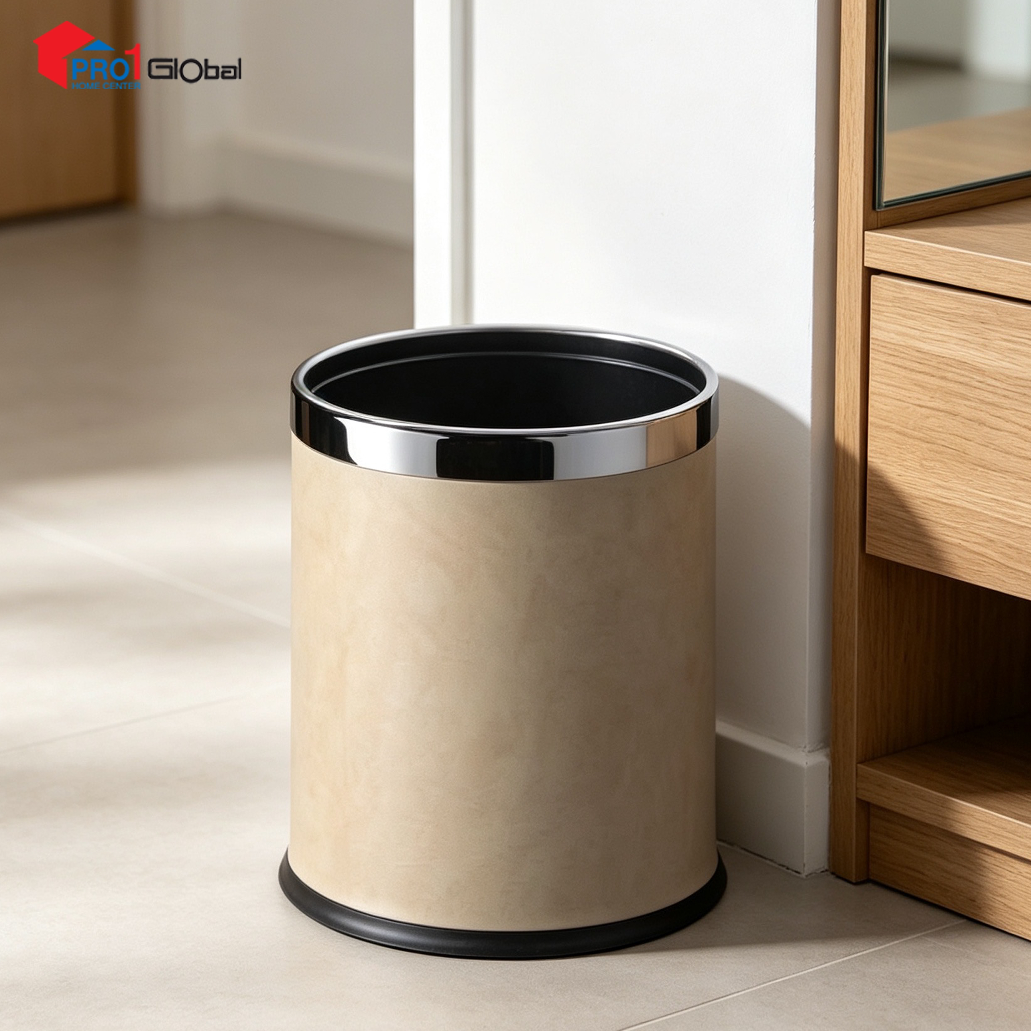 Ulmus Dustbin Iron Leather LJ644-11 (8Ltr) Beige