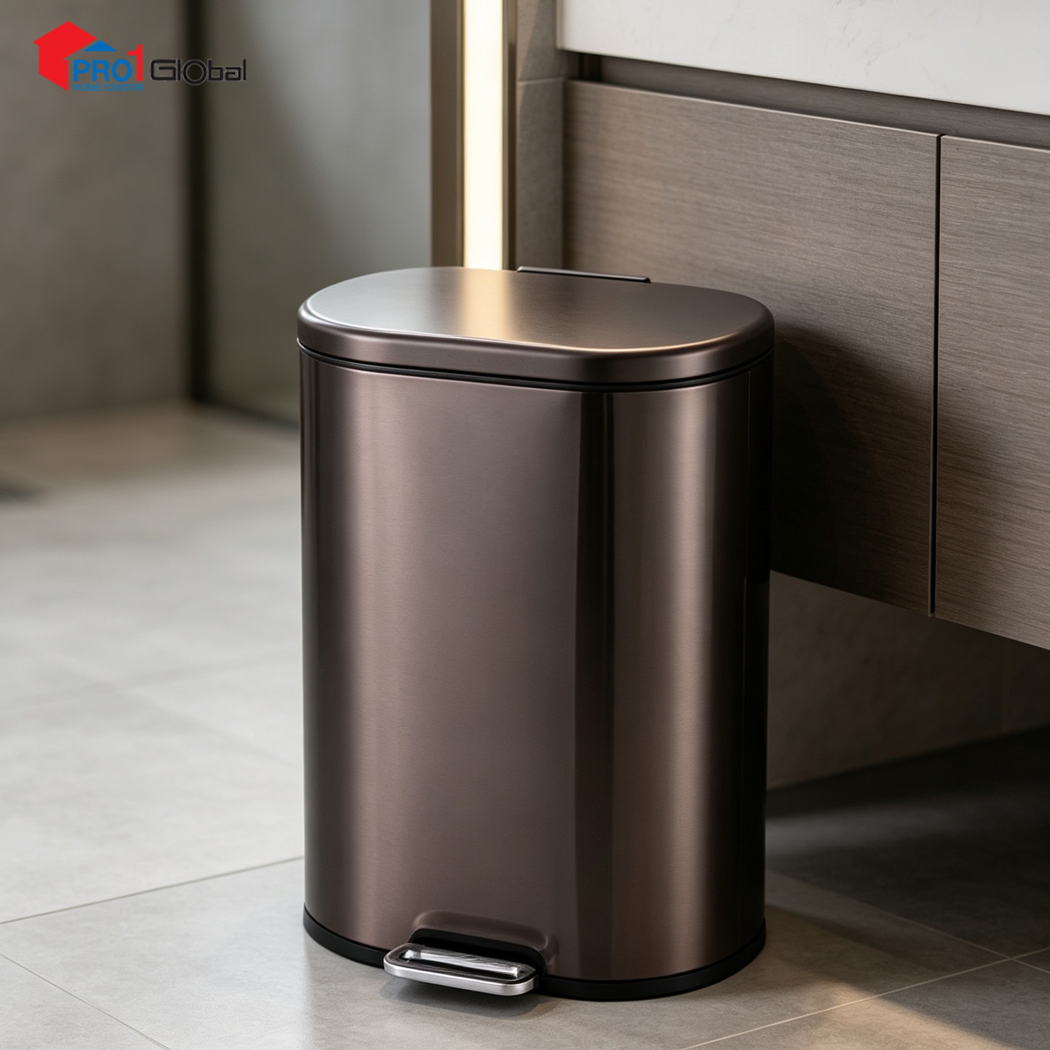 Ulmus Dustbin PP Bucket with Pedal LJ644-19 (12Ltr) Black Gold