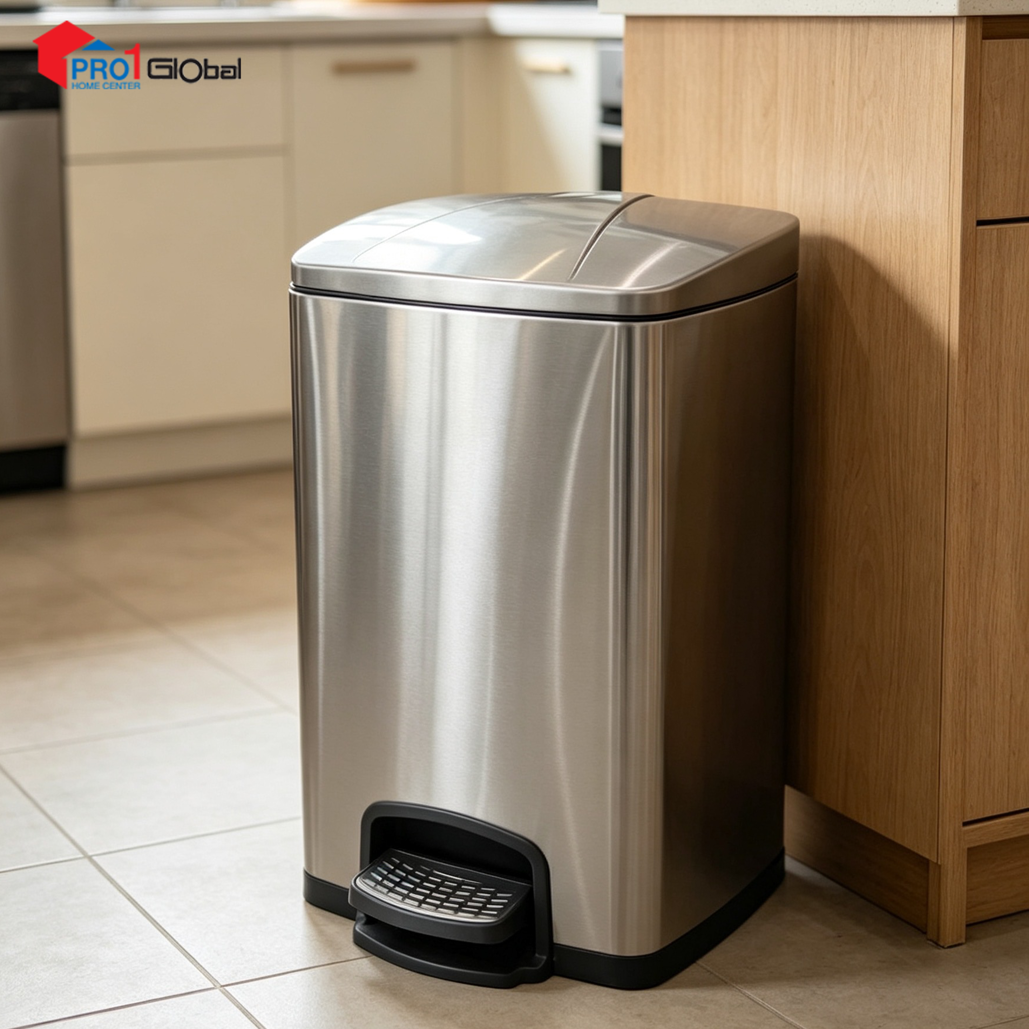 Ulmus Dustbin PP Bucket with Pedal LJ644-20 (20Ltr) Silver