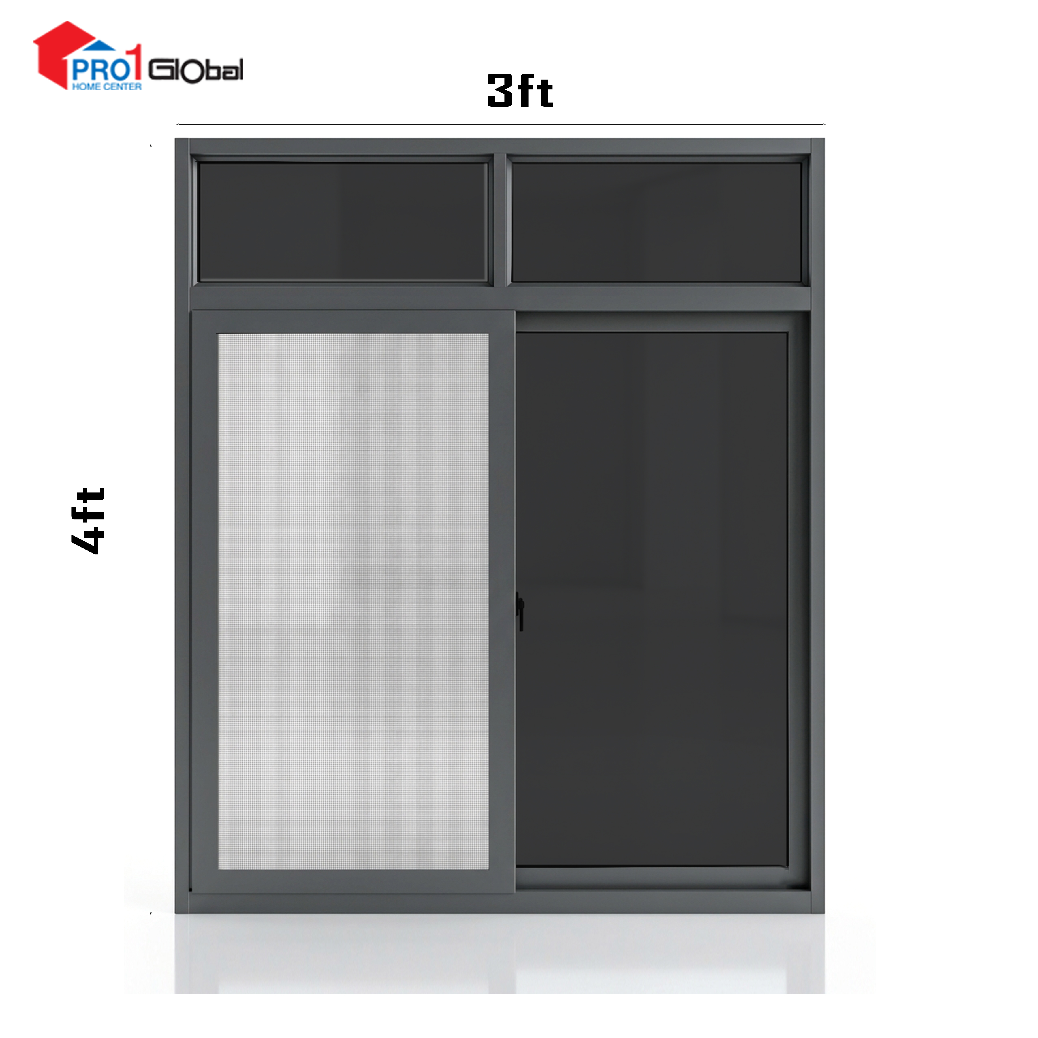 ALU-GUARDIAN Alu Fixed & Slide Window 788 Series Frame 1.2mm (W3ft x H4ft)Gray with Mosquito Net