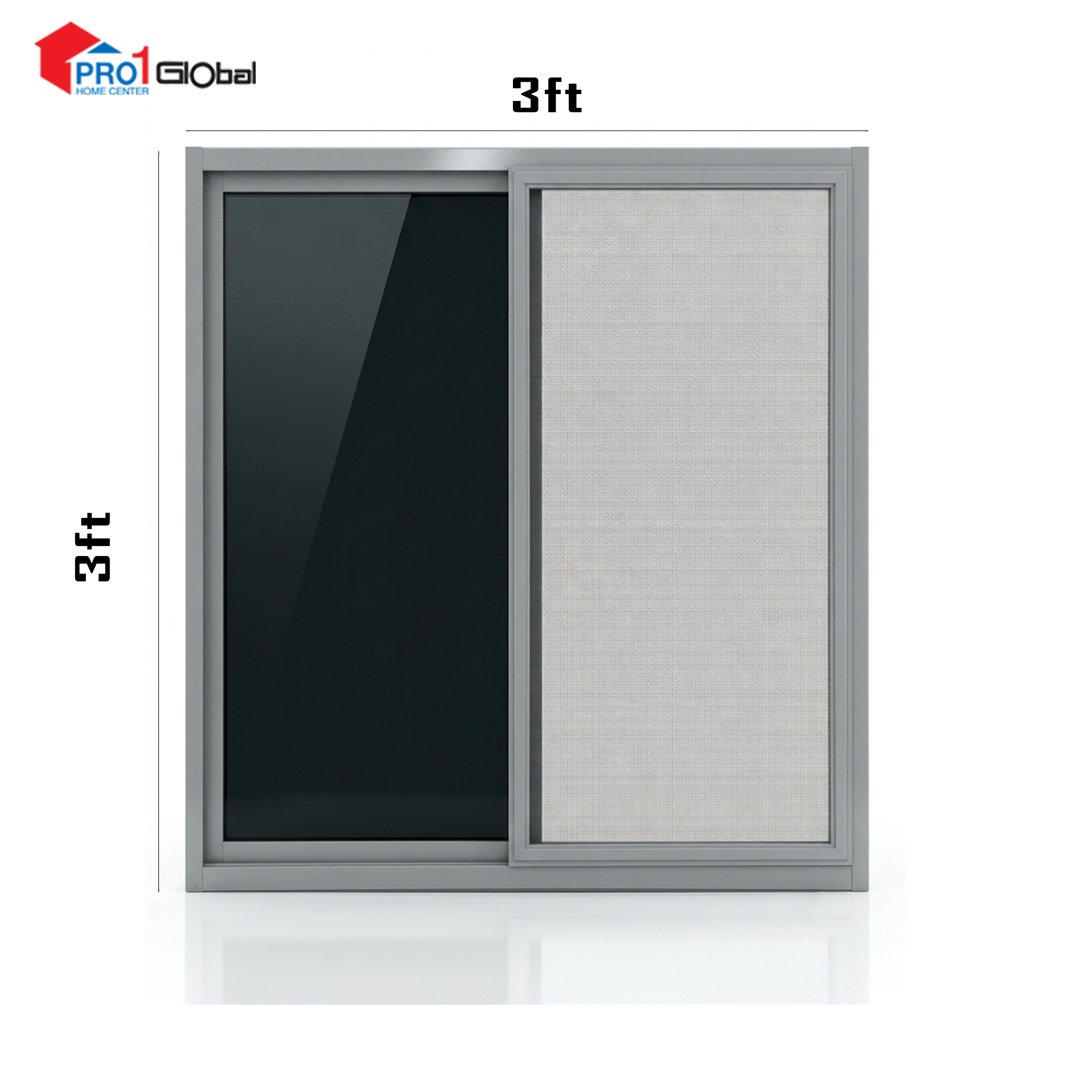 ALU-GUARDIAN Alu Slide Window 788 Series Frame 1.2mm (W3ft x H3ft)Gray with Mosquito Net