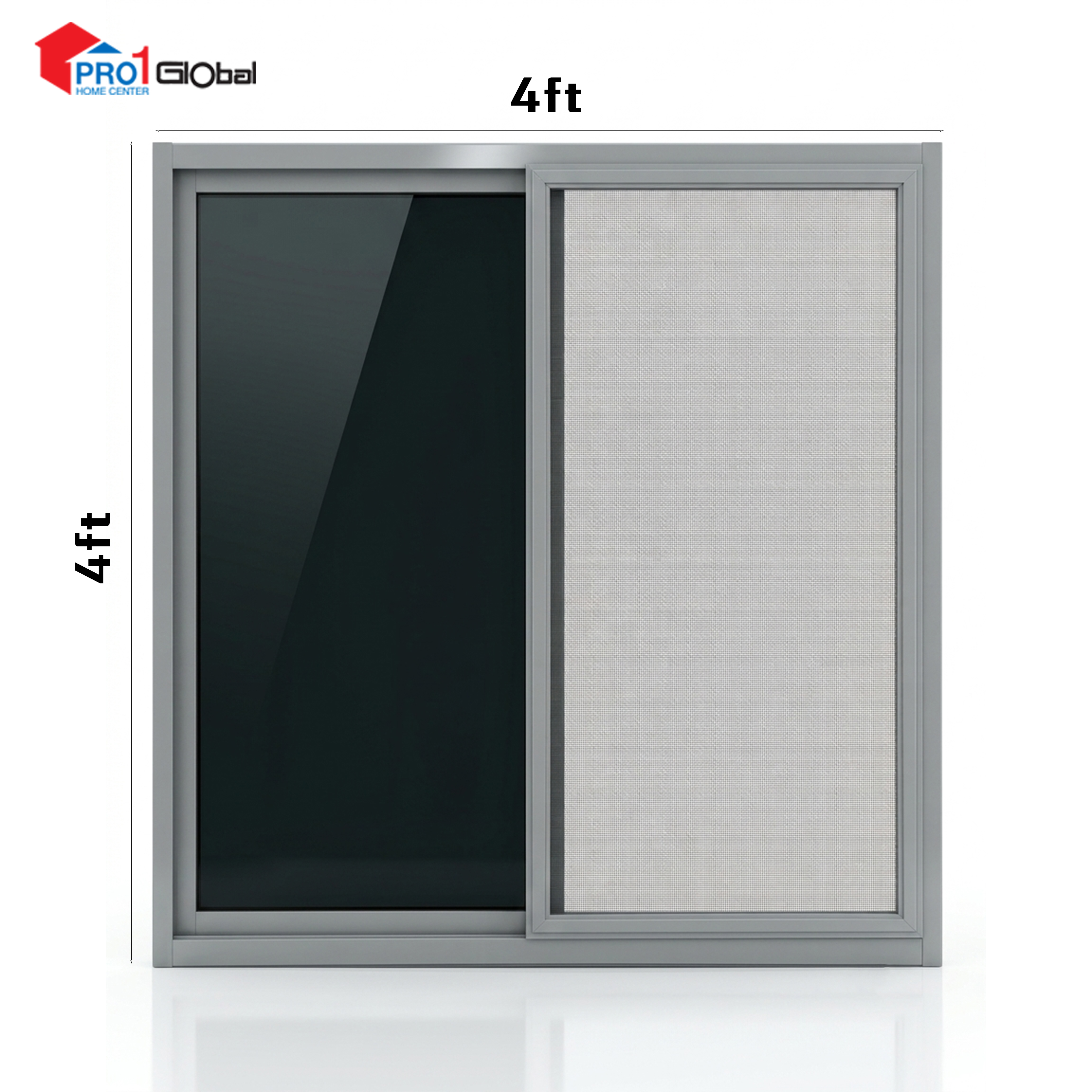 ALU-GUARDIAN Alu Slide Window 788 Series Frame 1.2mm (W4ft x H4ft)Gray with Mosquito Net