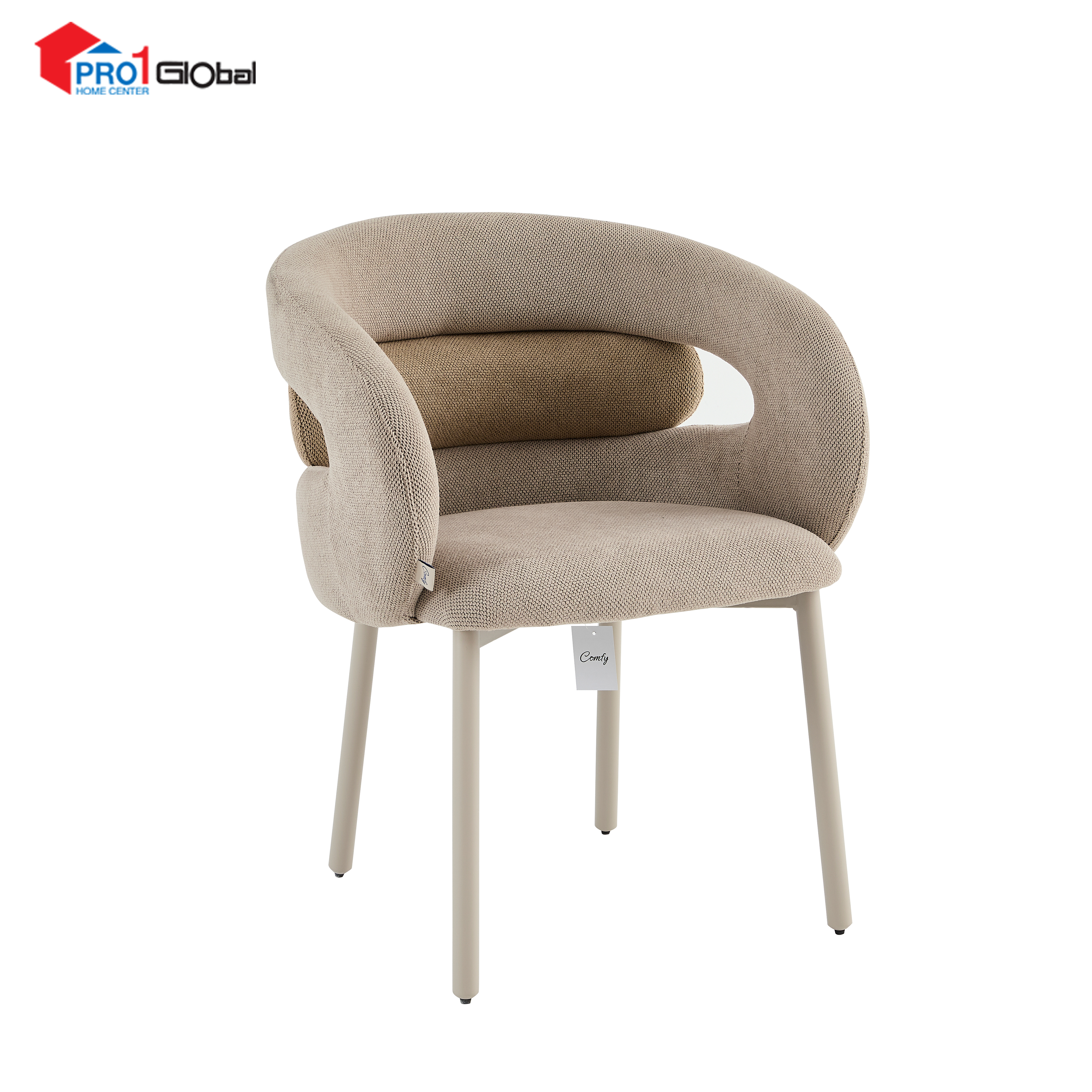 Comfy Dinning Chair Iron Leg With Linen Fabric DC364 (L57xW61xH80)cm