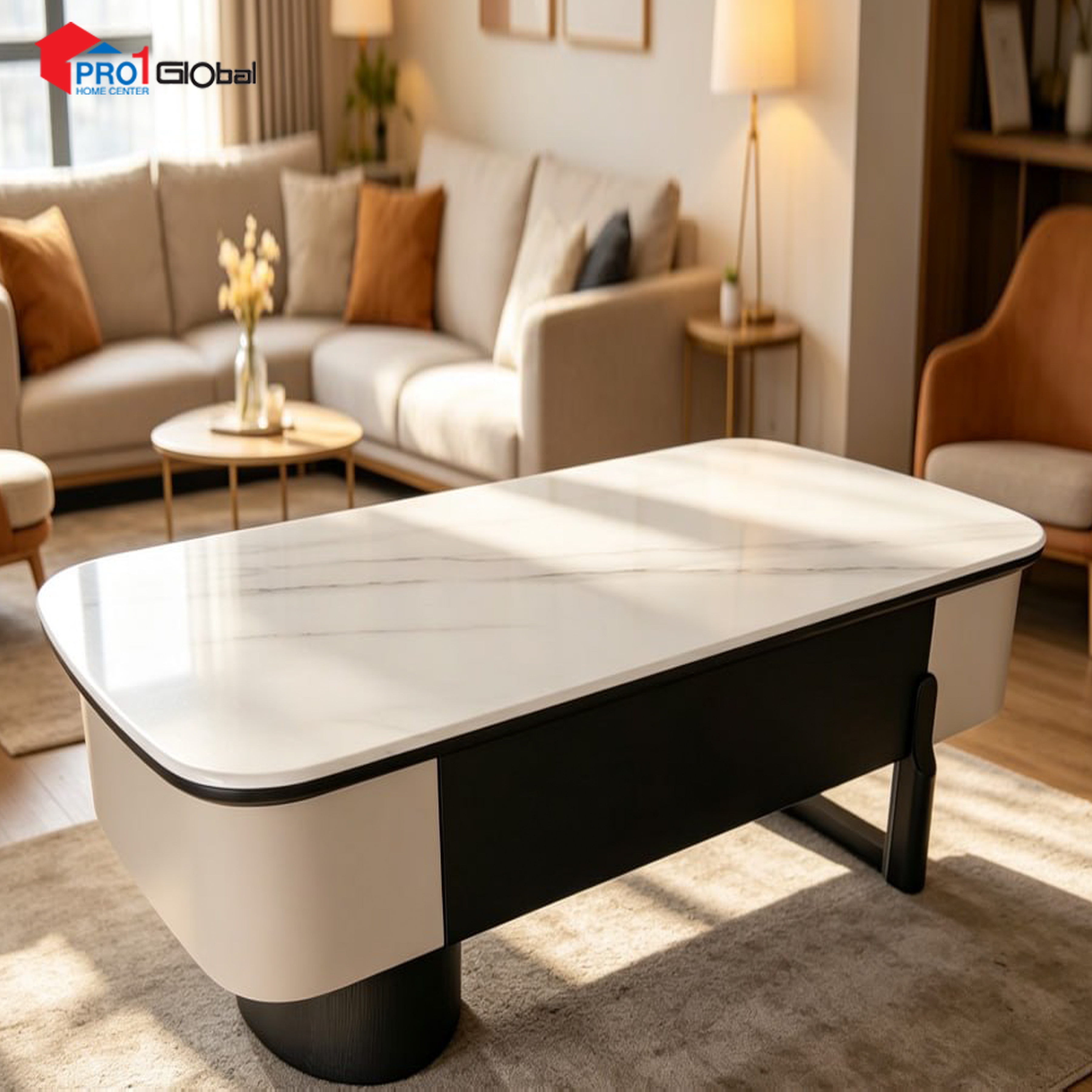 Comfy Microcrystalline Stone Tea Table HY645-17 (130x70x40)cm (White+Grey)